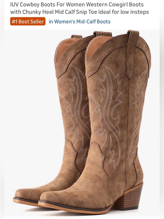 Iuv Shoes - Classic Tan Western Mid-Calf Cowboy Boots- NEW NEVER WORN- 8.5W